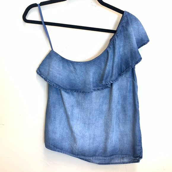Anthro Cloth & Stone Chambray One-Shoulder Top - Picture 3 of 7